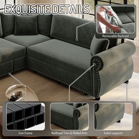 L-Shaped Sofa Couch With Pull-Out Bed