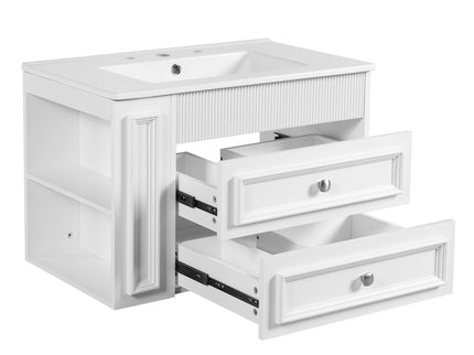 Wall Mounted Bathroom Vanity With 2 Drawers, Sink, Floating Storage Unit