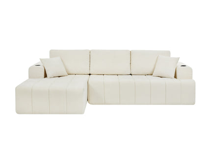 L - Shaped Sectional Sofa With Cup Holders & Side Pockets