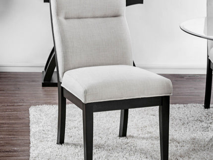 2 Tone Chairs With Tapered Legs (Set of 2) - Beige / Black / Black