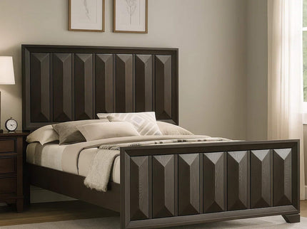 Modern Bed Panel Headboard With Vertical Faceted Design