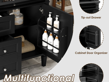 Bathroom Vanity With Top Sink, Storage Cabinet With 2 Drawers And Tip Out Drawer