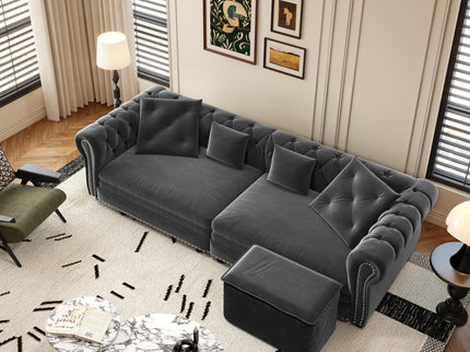 3 In 1 Convertible Sleeper Sofa Bed With Movable Ottoman