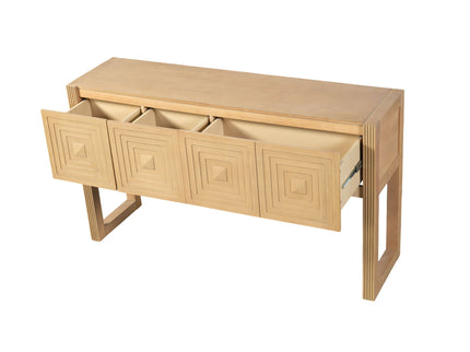 Geometric Carved Console Table With 3 Soft Close Drawers