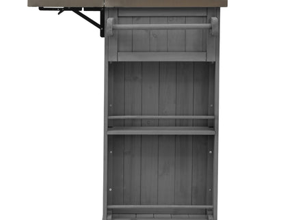 Outdoor Kitchen Island With Stainless Steel Top, Ample Storage Space, Towel And Spice Racks And A Bottle Opener