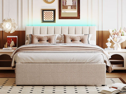 Upholstered Platform Bed With Trundle