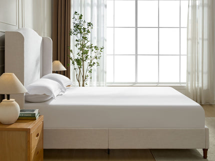 Hannah - Upholstered Wingback Bed Size / Tall Headboard Upholstered King Bed / Premium Textured Look / Minimalist Designs / No Box Spring Needed