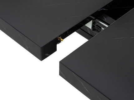 Modern Rectangle Dining Table With Stretchable Top, Storage Cabinet