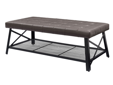 Upholstered Coffee Table With Rack - Dark Brown