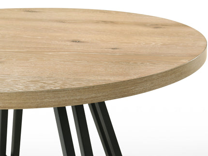 Tate - Round Dining Table With Metal Base - Oak Finish