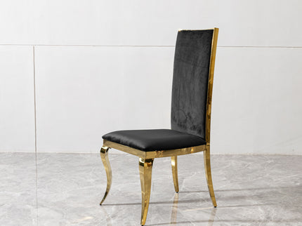 Dining Chair (Set of 2) With Unique Backrest Stainless Steel Legs - Gold