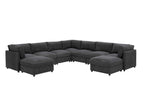 Dark Gray / 3 Pc. Symmetrical Sectional Sofa, 2 Ottomans