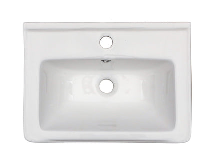 Wall Mounted Rectangular Bathroom Sink With 304 Stainless Steel Towel Bar & Overflow - White