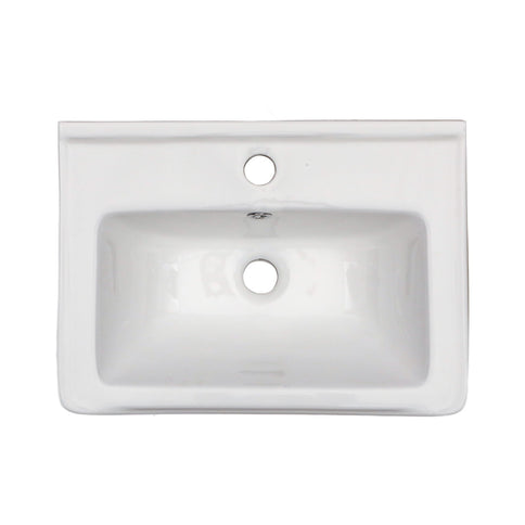 Wall Mounted Rectangular Bathroom Sink With 304 Stainless Steel Towel Bar & Overflow - White