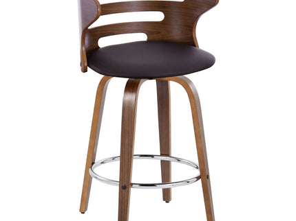 Cosini - Mid Century Modern Fixed Height Barstool With Swivel With Round Footrest (Set of 2)