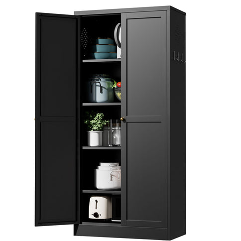 Kitchen Pantry Cabinet With 4 Adjustable Shelves, Heavy Duty Freestanding Organizer