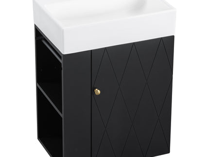 Modern Bathroom Vanity With Sink, Diamond Pattern Doors