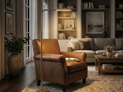 Verve - Floor Lamp With On / Off Switch Adjustable LED Round Base - Gold