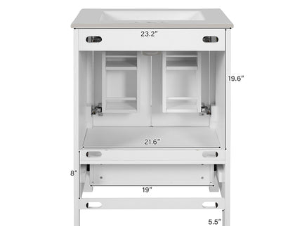 Bathroom Vanity With Integrated Undermount Ceramic Sink, 2 Doors And 1 Drawer, Soft Close Hinges