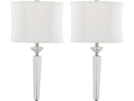 Diamond - Torch Contemporary Crystal Table Lamp (Set of 2) - Clear / Off White / Polished Nickel