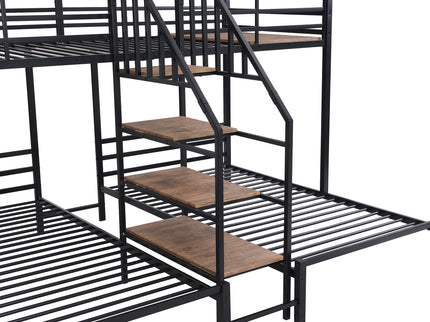 Metal Bunk Bed With Storage Shelves Staircase