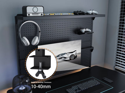 Clamp On Desk Pegboard With Single Monitor Stand