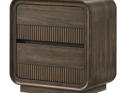 Flair Rounded Edges Nightstand, 2 Drawer Storage - Brown