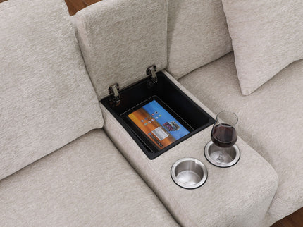 Celine - Fabric Corner Sectional Sofa With Right-Facing Chaise, Cupholders, And Charging Ports