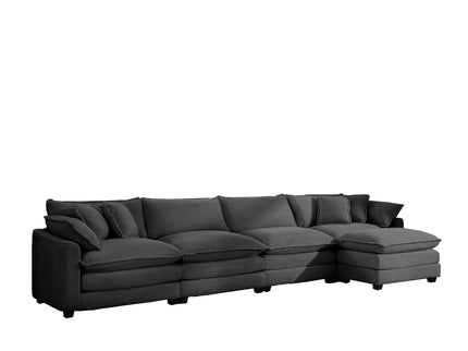 Modular Oversized Cushion Sofa With Ottoman, Low Back, Deep Seating Sofa Set