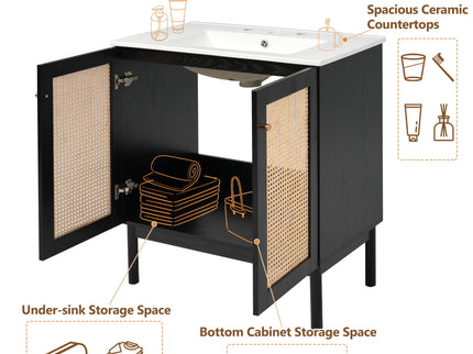 Bathroom Vanity With Soft Closing Mechanism - Black