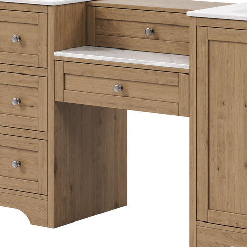 Double Sink Bathroom Vanity With Countertop, 2 Ceramic Sinks, 6 Drawers, Soft Close Design