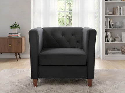 Button Tufted Accent Square Arm Upholstered Chair - Black