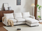 White / 3 Seater Sofa With Ottoman