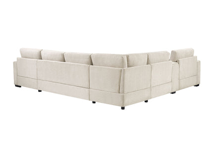 Modular 5 Seat U-Shape Sectional Sofa With Chaise Lounge, Built In Cup Holders And Storage Drawer