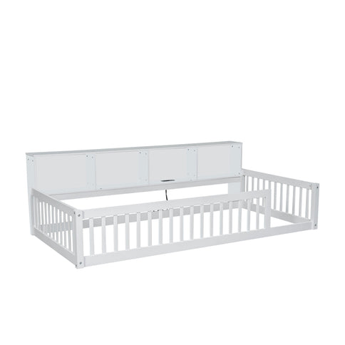 Floor Bed With Storage Cabinets And USB Ports
