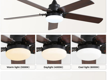 Low Profile Ceiling Fan With Reversible DC Motor, Remote Control, LED Light - Black
