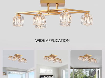 6 Light Crystal Ceiling Light For Dining Room, Modern Ceiling Lamp With Light Fixture For Entryway, Lobby, Kitchen, Bedroom, Living Room, Conference Room, (6*G9 Bulbs Included)