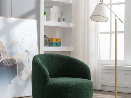 Teddy Fabric Swivel Accent Armchair Barrel Chair With Powder Coating Metal Ring