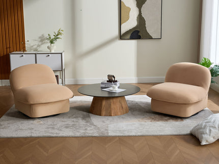 Pumpkin Shaped Swivel Accent Chair, 360 Degree Rotation For Living Room