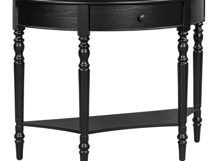 Half Moon Console Table With Drawer & Shelf