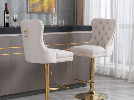 Thick Swivel Barstools Adjusatble Seat Height From 25-33", Modern Upholstered Bar Stools With Backs Comfortable Tufted For Home Pub And Kitchen Island (Set of 2)