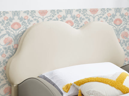 Cute Cloud Shape Bed With Guardrails Cartoon Design, Storage Pocket