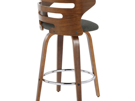 Cosini - Mid Century Modern Fixed Height Barstool With Swivel With Round Footrest (Set of 2)