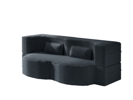 Modern Floor Sofa With 2 Pillows, Convertible Twin Size Folding Mattress For Living Room