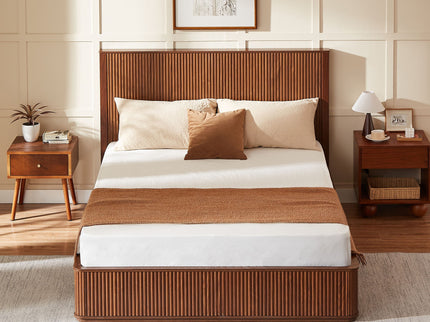 Wave Pattern Headboard Platform Bed Frame
