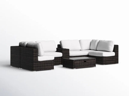 Elegant 4 Person Wicker Patio Seating Set With Cushions And Glass Top Table
