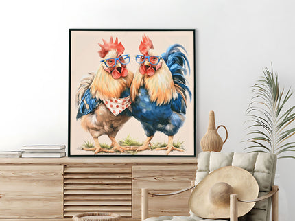 Rooster, Chicken Pictures Wall Decor For Home Decor - Yellow / Red