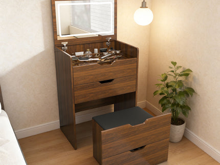 Vanity Desk With Lighted Mirror & Stool