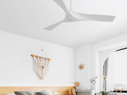 52" Ceiling Fan With Remote Control, Quiet Reversible DC Motor, For Indoor Outdoor Use - White