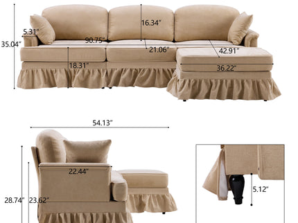 Cloud Sofa With Removable Ruffled Skirt With Ottoman And Flared Arms